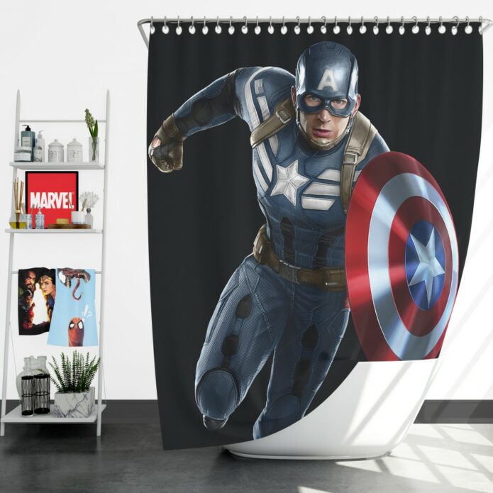 Captain America Superheroes Marvel Comics Shower Curtain