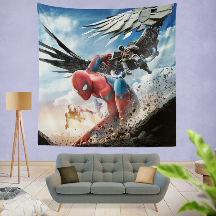 Spider Man Home Coming Movie Themed Wall Hanging Tapestry