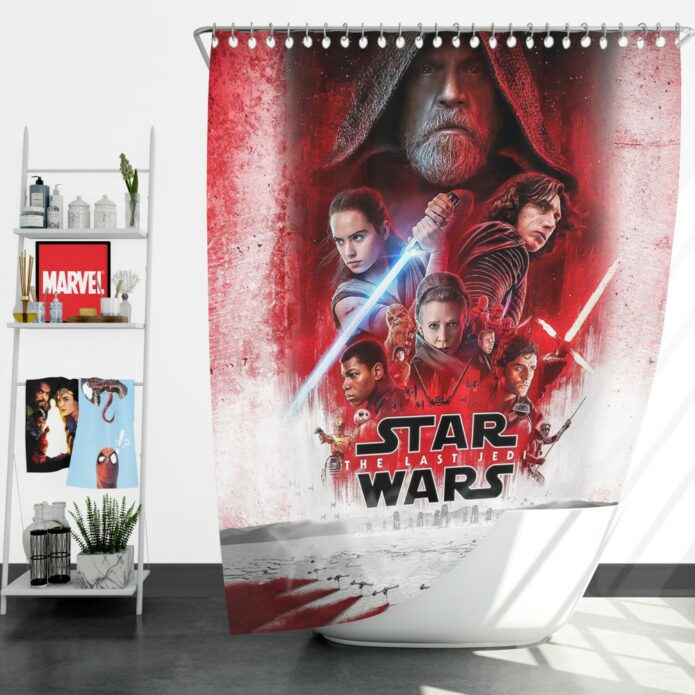 Star Wars The Last Jedi Movie Themed Shower Curtain