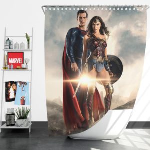 Superman And Wonder Woman Shower Curtain
