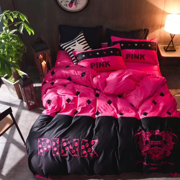 Victorias Secret Pink Embroidery Egyptian Cotton Bedding Set Model 3 1