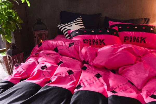 Victorias Secret Pink Embroidery Egyptian Cotton Bedding Set Model 3 4