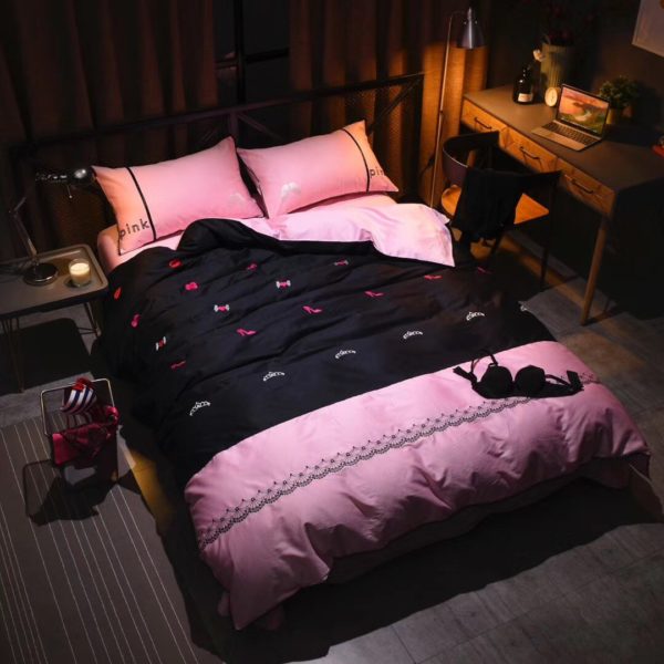 Victorias Secret Pink Embroidery Egyptian Cotton Bedding Set Model 5 2
