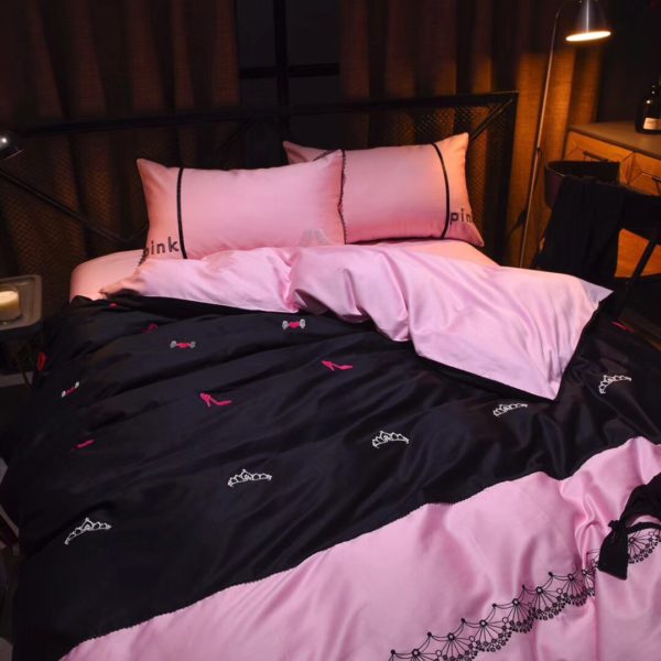 Victorias Secret Pink Embroidery Egyptian Cotton Bedding Set Model 5 4
