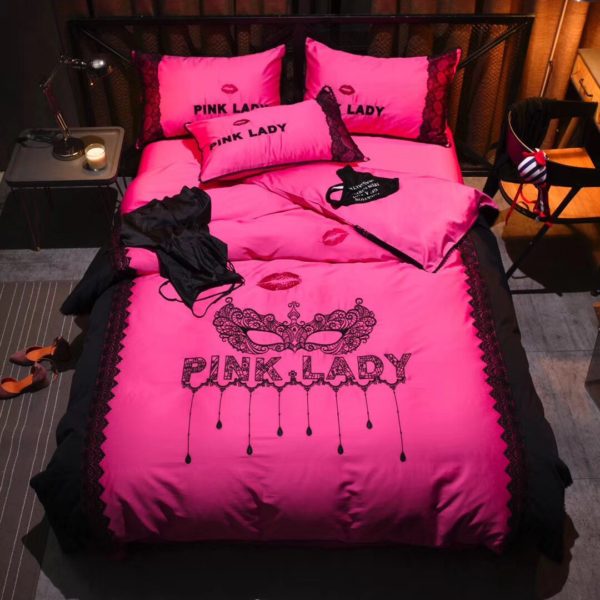 Victorias Secret Pink Embroidery Egyptian Cotton Bedding Set Model 6 3