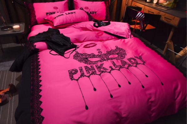 Victorias Secret Pink Embroidery Egyptian Cotton Bedding Set Model 6 4