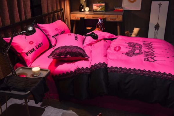 Victorias Secret Pink Embroidery Egyptian Cotton Bedding Set Model 6 5