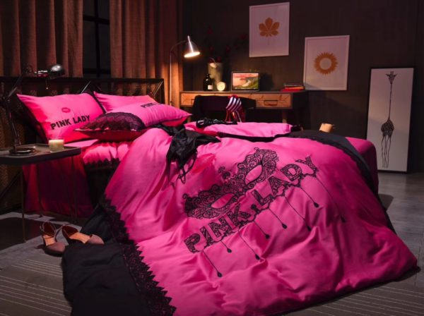 Victorias Secret Pink Embroidery Egyptian Cotton Bedding Set Model 6 7