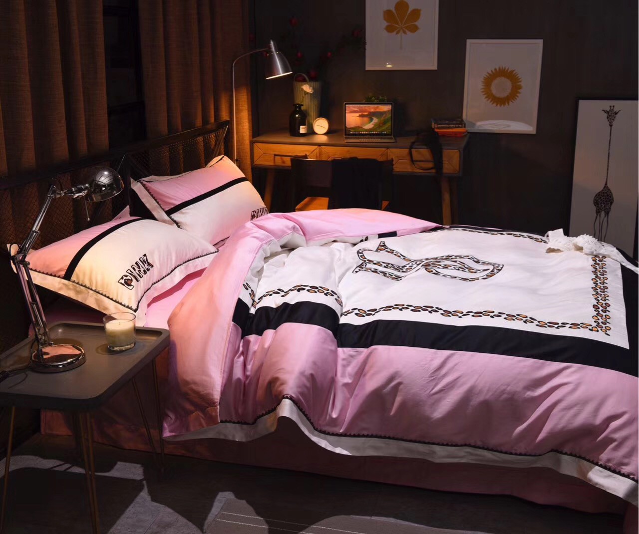 Victoria S Secret Pink Embroidery Egyptian Cotton Bedding Set Model 7 Ebeddingsets