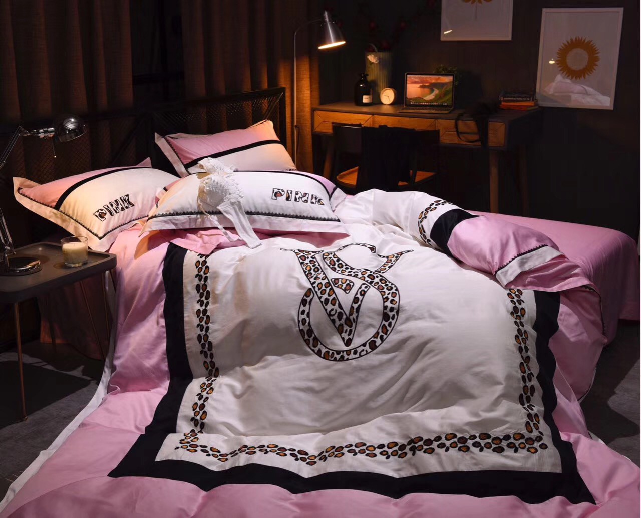 Victoria S Secret Pink Embroidery Egyptian Cotton Bedding Set