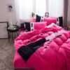 Victorias Secret Pink Embroidery Flannel Bedding Set Model 4 4