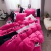 Victorias Secret Pink Embroidery Flannel Bedding Set Model 4 5