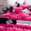 Victorias Secret Pink Embroidery Flannel Bedding Set Model 4 6