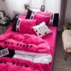 Victorias Secret Pink Embroidery Flannel Bedding Set Model 4 8