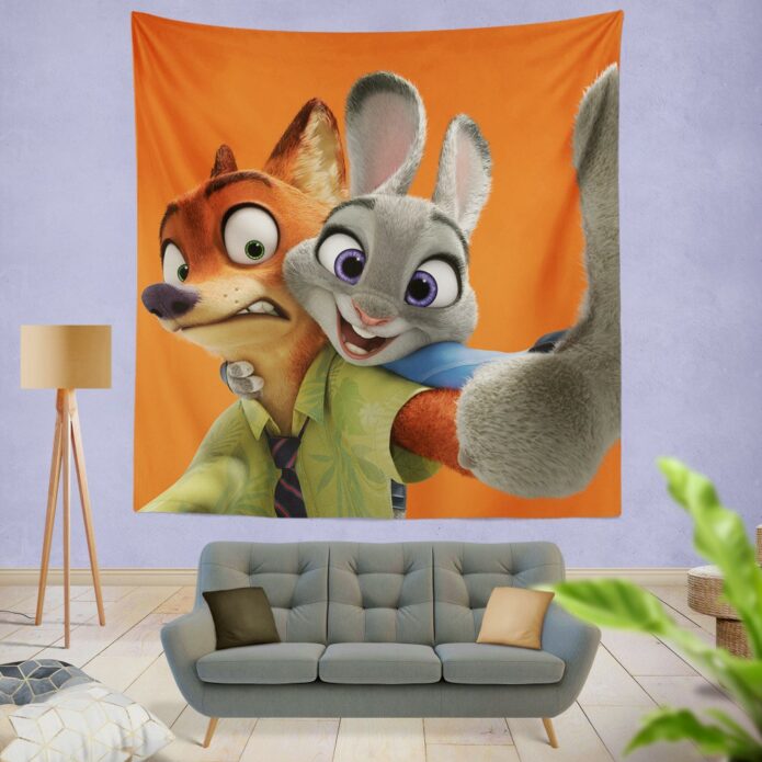 Zootopia Movie Nick Wilde Judy Hopps Wall Hanging Tapestry