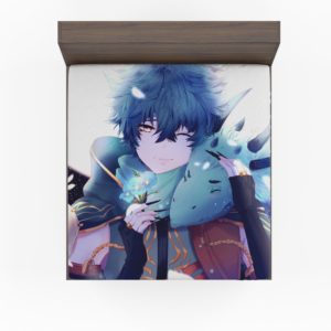Anime Boy Dragon Blue Flowers Fitted Sheet