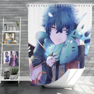 Anime Boy Dragon Blue Flowers Shower Curtain
