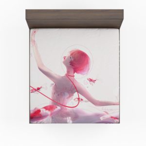 Anime Girl Ballet Dancer Fishes Pink Koi Fitted Sheet