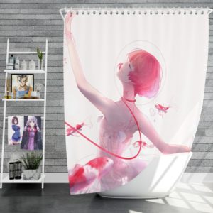 Anime Girl Ballet Dancer Fishes Pink Koi Shower Curtain