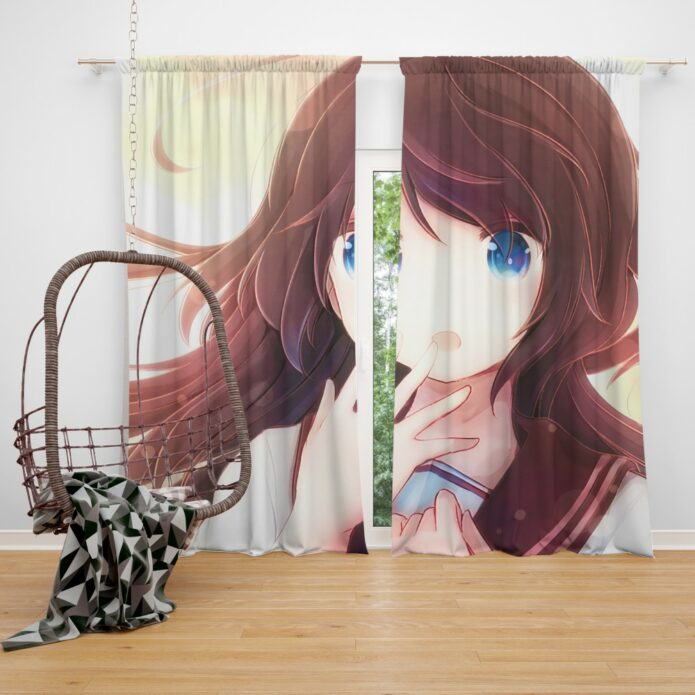 Anime Girl Blue Eyes Bedroom Window Curtain