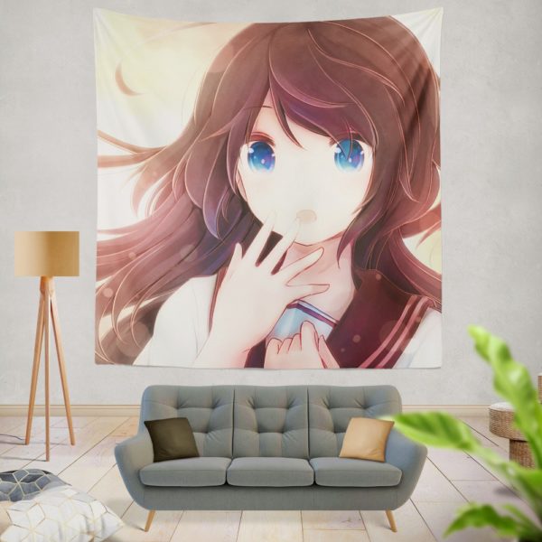 Anime Girl Blue Eyes Wall Hanging Tapestry