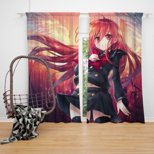 Anime Girl Fire Angel Bedroom Window Curtain