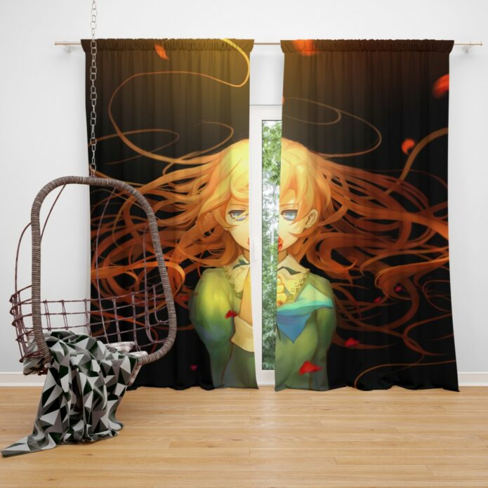 Anime Girl Rose Bedroom Window Curtain