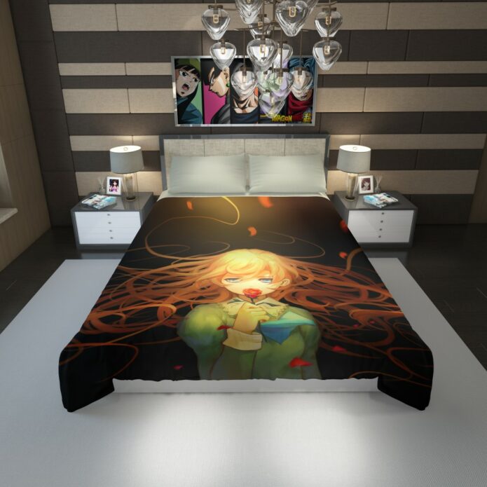 Anime Girl Rose Duvet Cover 1