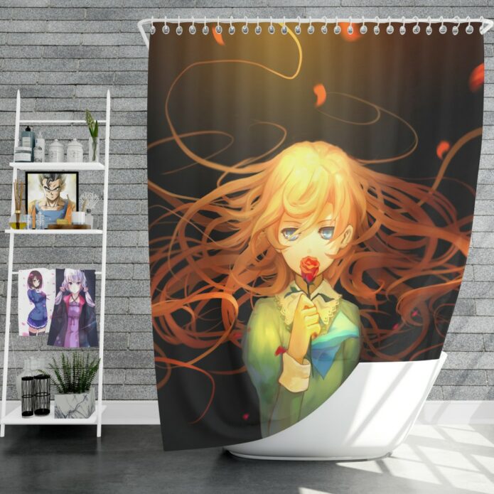 Anime Girl Rose Shower Curtain