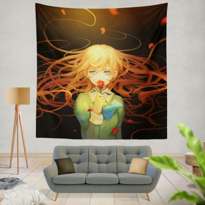 Anime Girl Rose Wall Hanging Tapestry