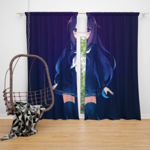 Anime Girl School Uniform Bedroom Window Curtain