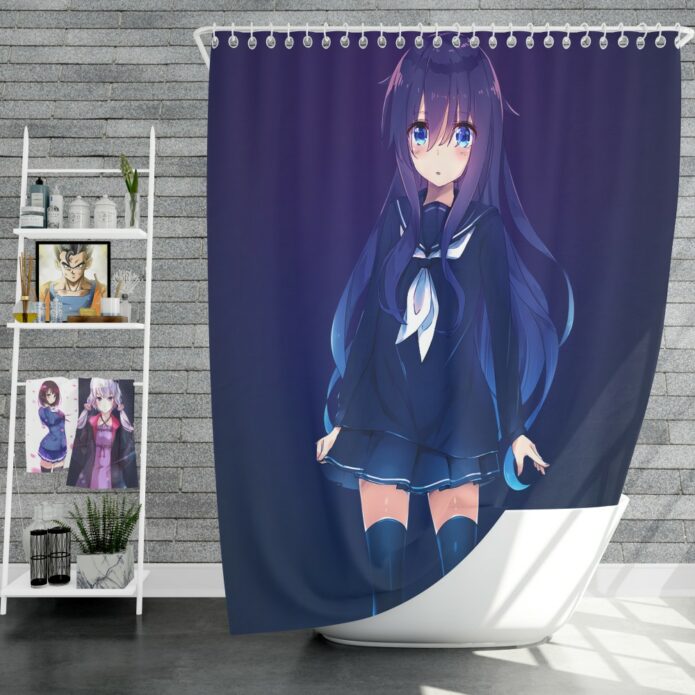 Anime Girl School Uniform Shower Curtain