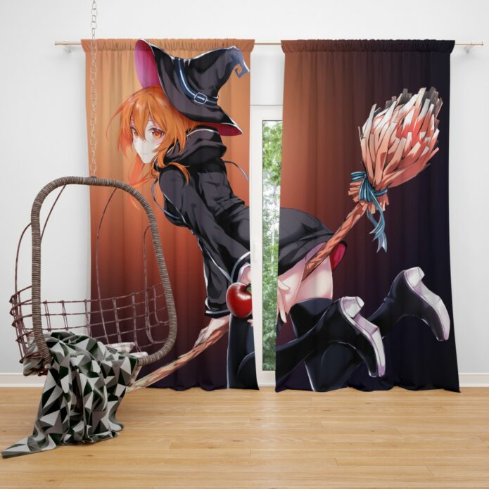 Anime Girl Wich Magic Teen Bedroom Window Curtain