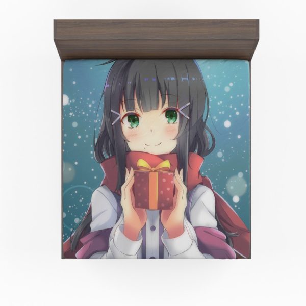 Anime Girl Winter Xmas Gift Fitted Sheet