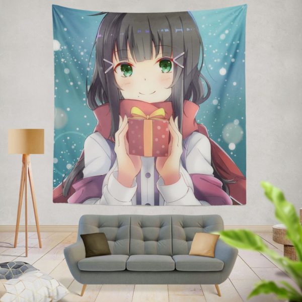 Anime Girl Winter Xmas Gift Wall Hanging Tapestry