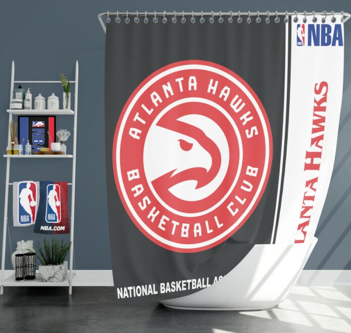 Atlanta Hawks NBA Basketball Bathroom Shower Curtain