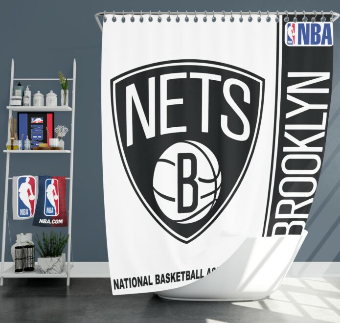 Brooklyn Nets NBA Basketball Bathroom Shower Curtain