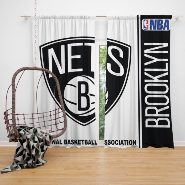 Brooklyn Nets NBA Basketball Bedroom Window Curtain