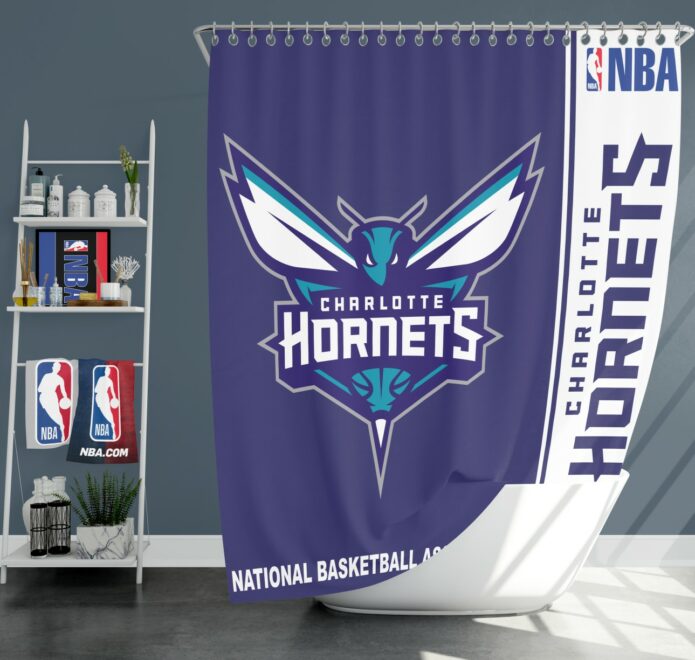 Charlotte Hornets NBA Basketball Bathroom Shower Curtain
