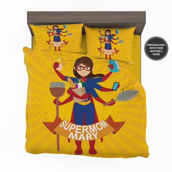 Custom Print Super Mom Personalized Bedding Set 2