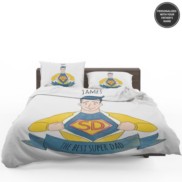 Custom The Best Super Dad Personalized Bedding Set 1
