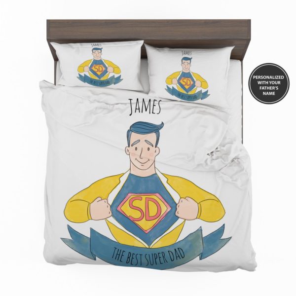 Custom The Best Super Dad Personalized Bedding Set 2
