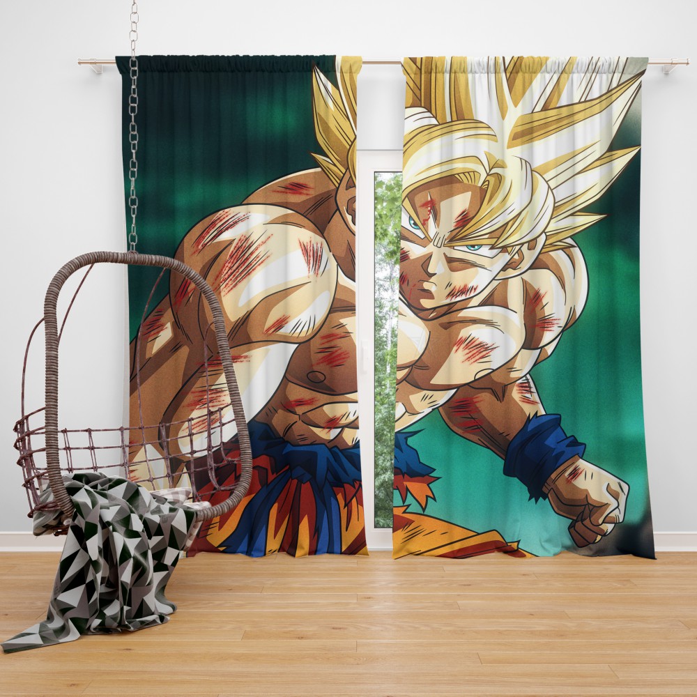 Goku Super Saiyan Dragon Ball Anime Bedroom Window Curtain | EBeddingSets