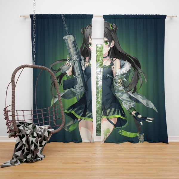 Green Girls Frontline Anime Bedroom Window Curtain