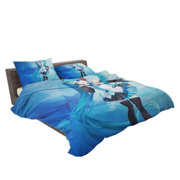 Hatsune Miku Anime Girl Polygons Blue Bedding Set 3