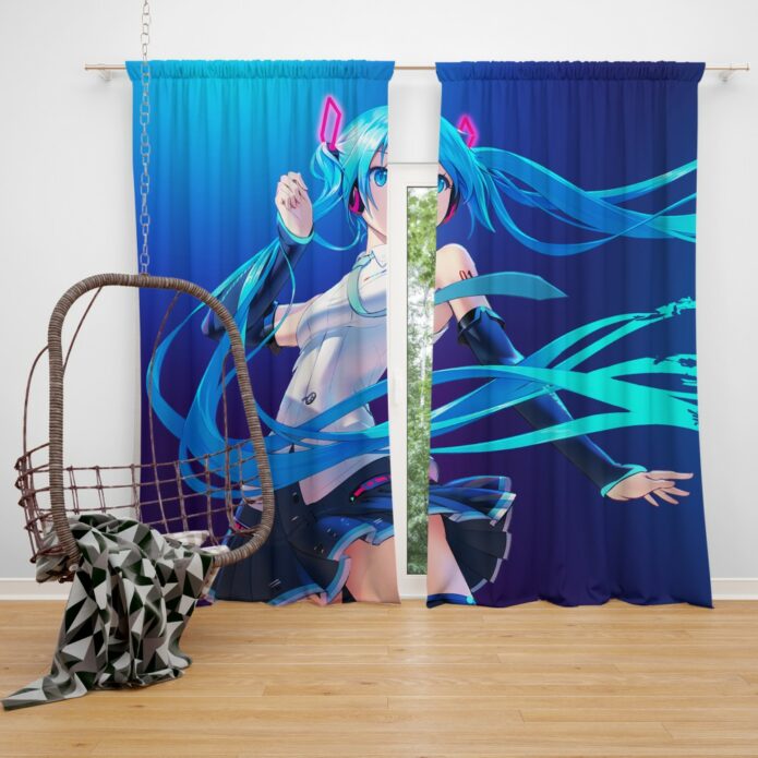 Hatsune Miku Anime Girl Vocaloid Long Hair Bedroom Window Curtain