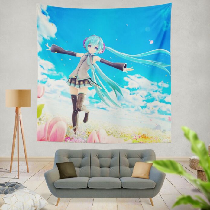 Hatsune Miku Flowers Tulips Anime Wall Hanging Tapestry