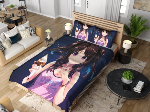Ice Cream Desert Anime Girl Bedding Set 4