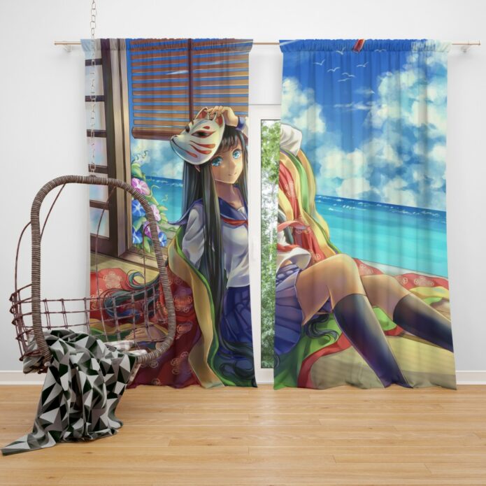 Japanese Anime School Girl Bedroom Window Curtain