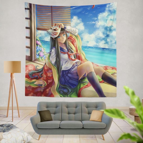 Japanese Anime School Girl Wall Hanging Tapestry